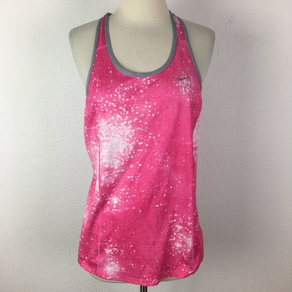 Nike Pink Splatter Print Racerback Athletic  Tank Top  Medium - Picture 1 of 6